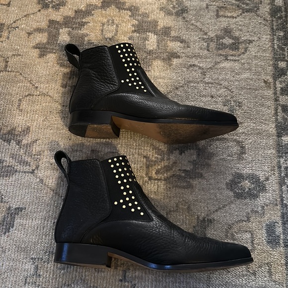 Chloe black gold studded Drew Chelsea boots booties 37.5 - Picture 5 of 8